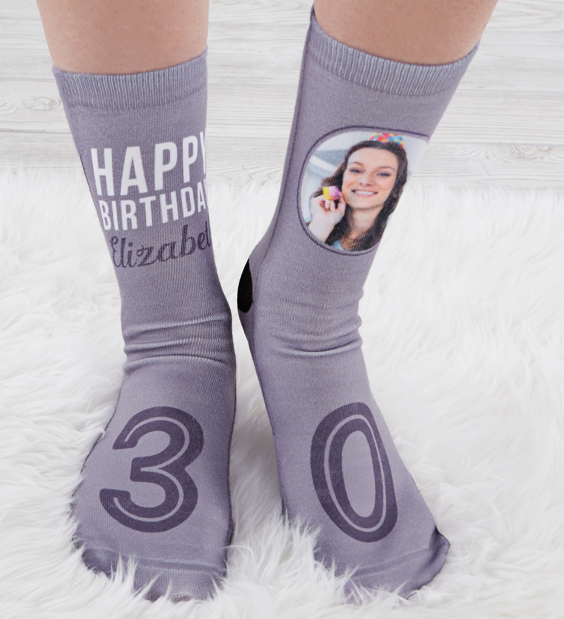 Modern Birthday For Her Personalized Photo Adult Socks
